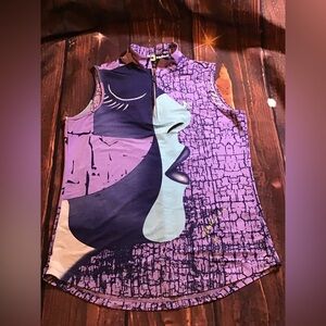 Jamie sadock sleeveless golf top “Artsy” face profile design size XS
